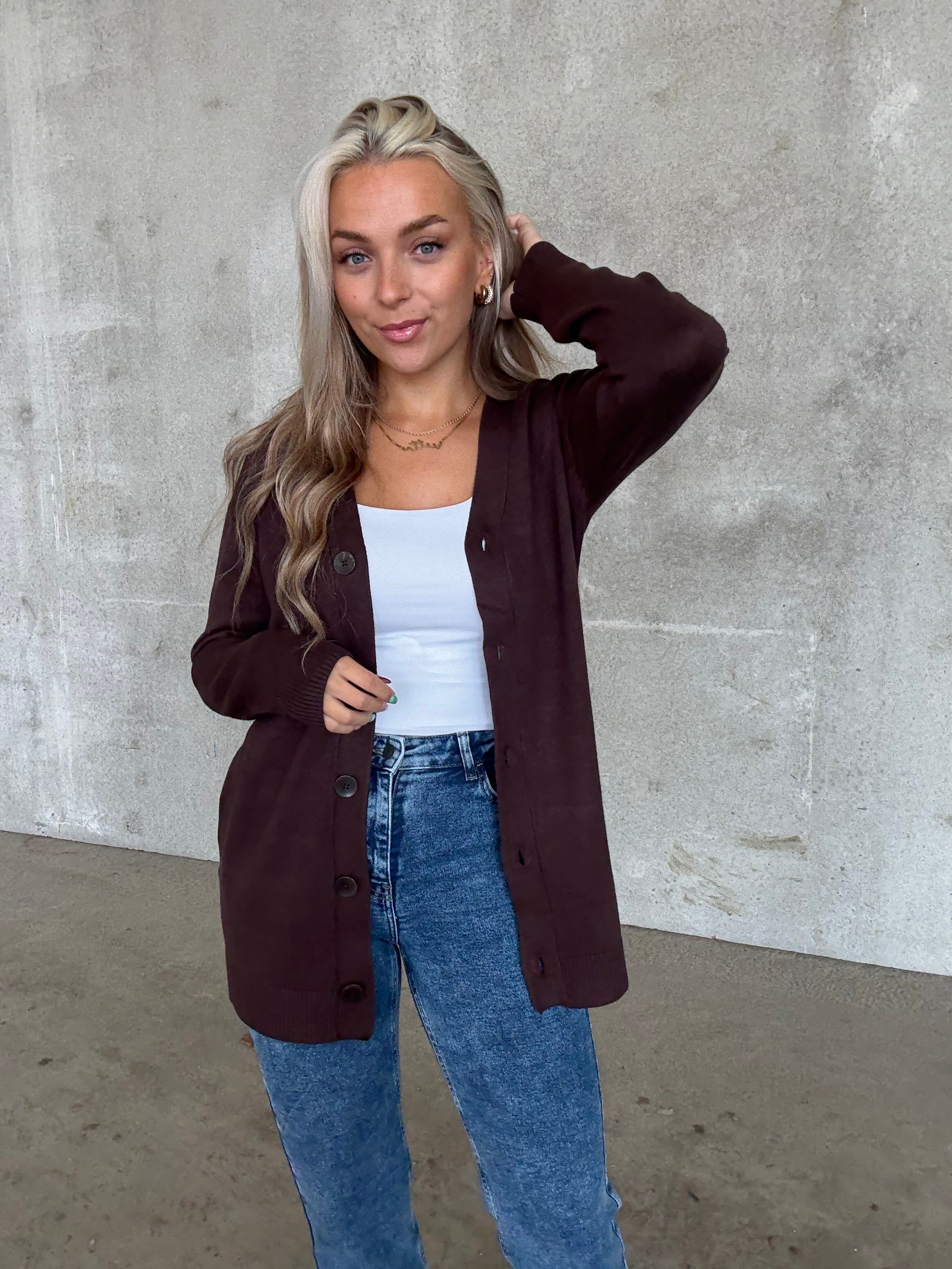 VIPOLLY Knit Cardigan - Coffee Bean